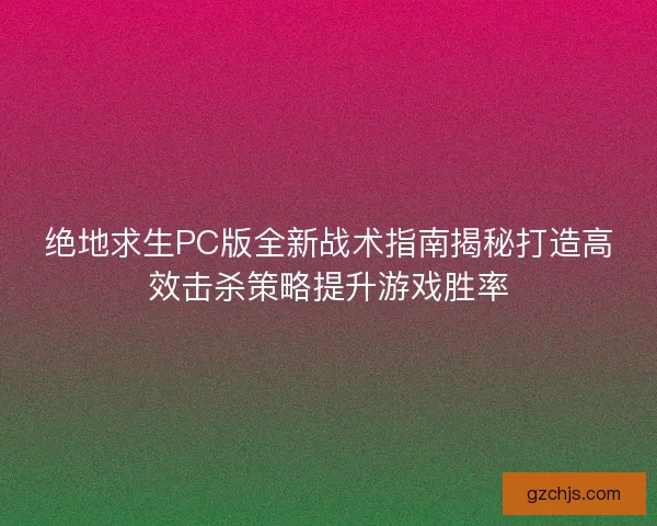 绝地求生PC版全新战术指南揭秘打造高效击杀策略提升游戏胜率