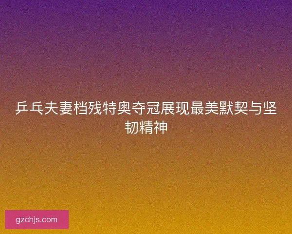 乒乓夫妻档残特奥夺冠展现最美默契与坚韧精神 乒乓夫妻档残特奥夺冠展现最美默契与坚韧精神